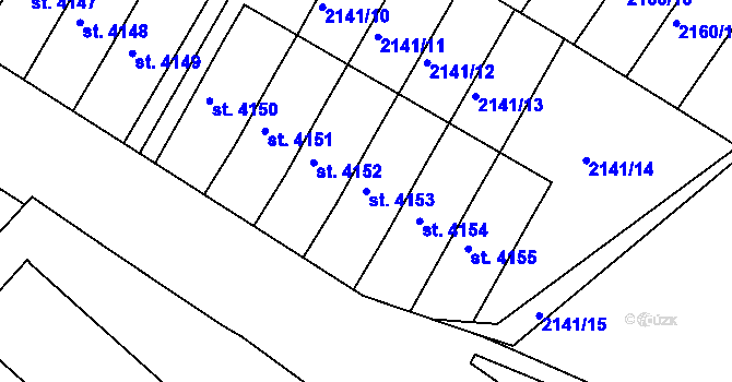 Parcela st. 4153 v KÚ Chrudim, Katastrální mapa