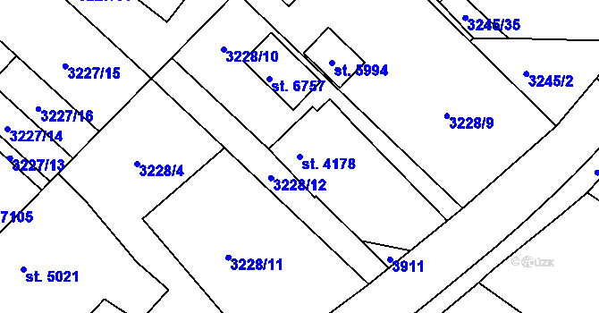 Parcela st. 4178 v KÚ Chrudim, Katastrální mapa