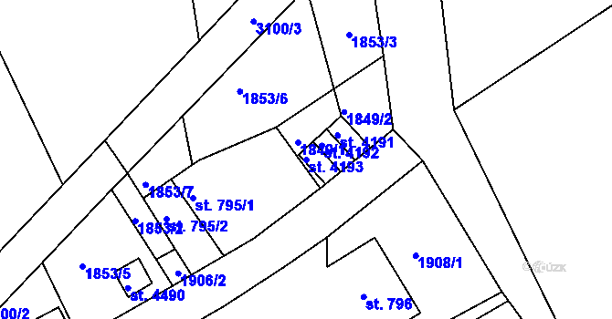 Parcela st. 4193 v KÚ Chrudim, Katastrální mapa