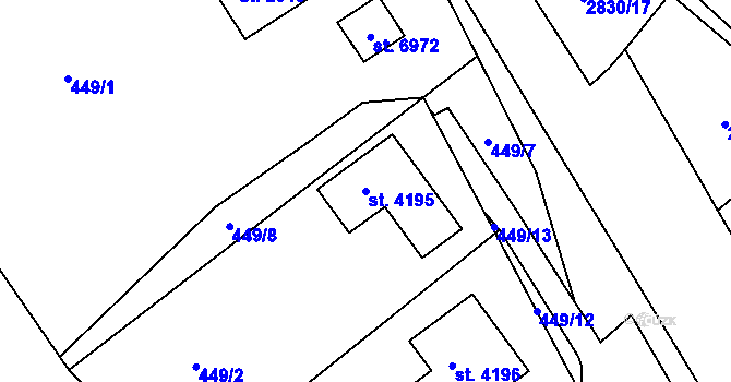 Parcela st. 4195 v KÚ Chrudim, Katastrální mapa