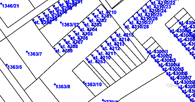 Parcela st. 4211 v KÚ Chrudim, Katastrální mapa