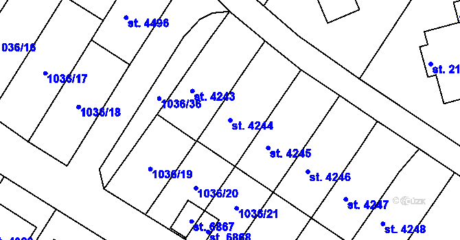 Parcela st. 4244 v KÚ Chrudim, Katastrální mapa
