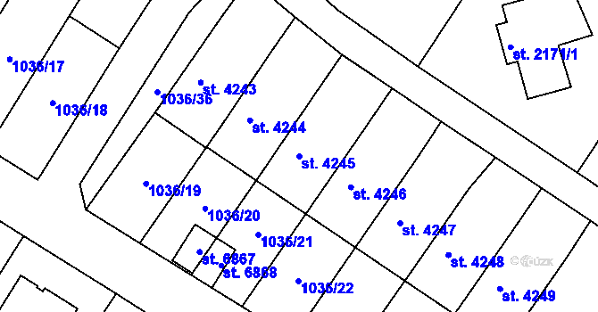 Parcela st. 4245 v KÚ Chrudim, Katastrální mapa