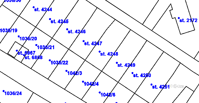 Parcela st. 4248 v KÚ Chrudim, Katastrální mapa