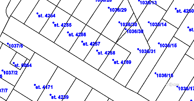 Parcela st. 4258 v KÚ Chrudim, Katastrální mapa