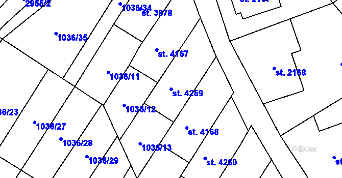 Parcela st. 4259 v KÚ Chrudim, Katastrální mapa
