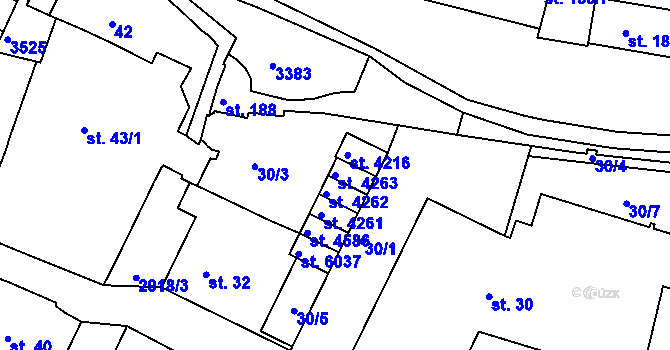 Parcela st. 4263 v KÚ Chrudim, Katastrální mapa