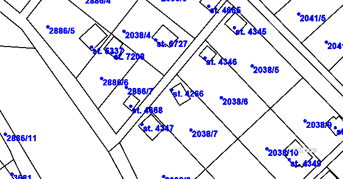 Parcela st. 4266 v KÚ Chrudim, Katastrální mapa