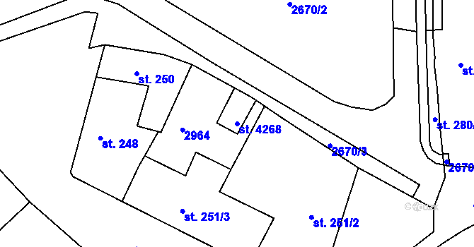 Parcela st. 4268 v KÚ Chrudim, Katastrální mapa