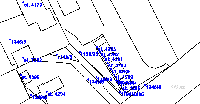 Parcela st. 4292 v KÚ Chrudim, Katastrální mapa