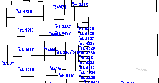 Parcela st. 4328 v KÚ Chrudim, Katastrální mapa