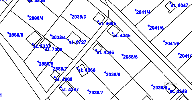 Parcela st. 4346 v KÚ Chrudim, Katastrální mapa