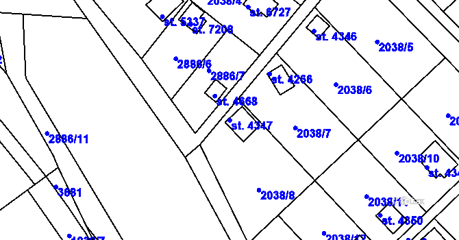 Parcela st. 4347 v KÚ Chrudim, Katastrální mapa
