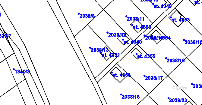 Parcela st. 4351 v KÚ Chrudim, Katastrální mapa