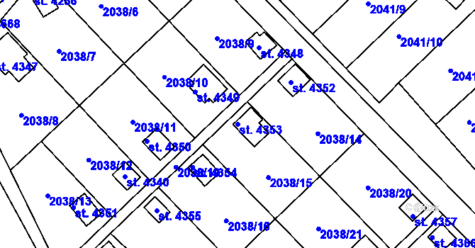 Parcela st. 4353 v KÚ Chrudim, Katastrální mapa
