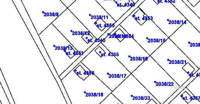Parcela st. 4355 v KÚ Chrudim, Katastrální mapa