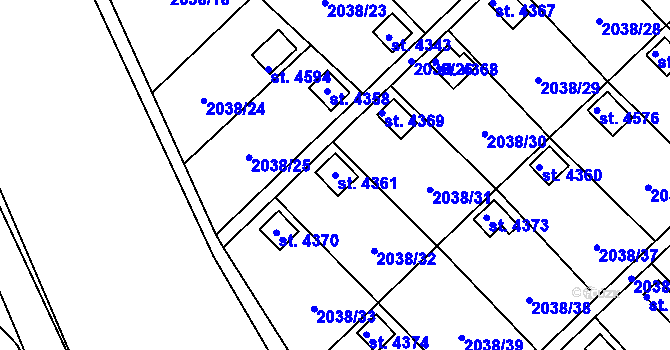 Parcela st. 4361 v KÚ Chrudim, Katastrální mapa