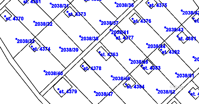 Parcela st. 4363 v KÚ Chrudim, Katastrální mapa