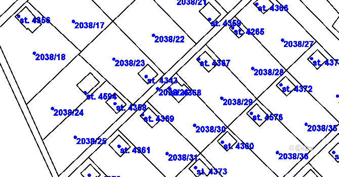 Parcela st. 4368 v KÚ Chrudim, Katastrální mapa