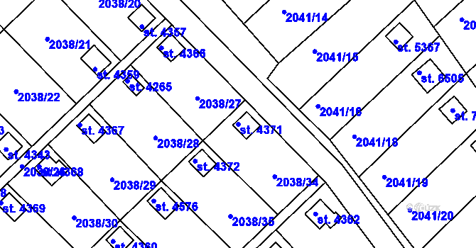 Parcela st. 4371 v KÚ Chrudim, Katastrální mapa