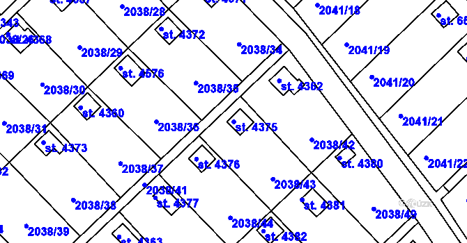 Parcela st. 4375 v KÚ Chrudim, Katastrální mapa