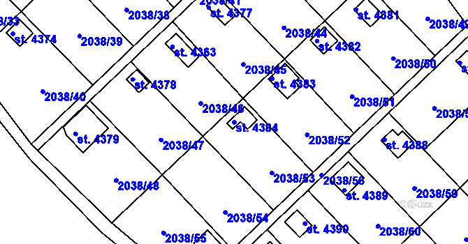 Parcela st. 4384 v KÚ Chrudim, Katastrální mapa