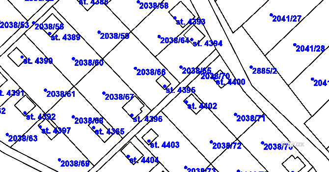 Parcela st. 4395 v KÚ Chrudim, Katastrální mapa