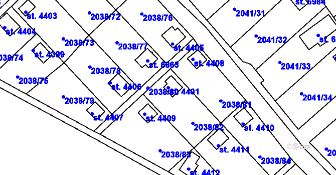 Parcela st. 4401 v KÚ Chrudim, Katastrální mapa