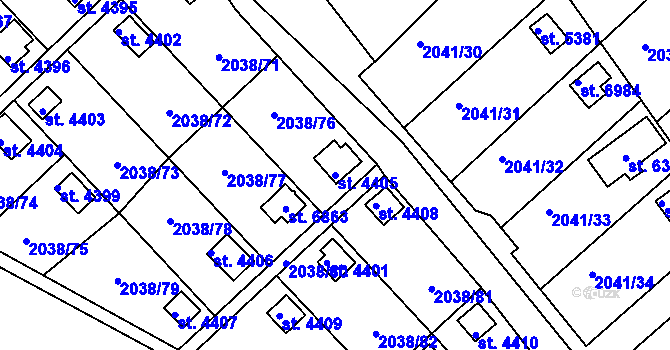Parcela st. 4405 v KÚ Chrudim, Katastrální mapa