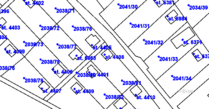 Parcela st. 4408 v KÚ Chrudim, Katastrální mapa