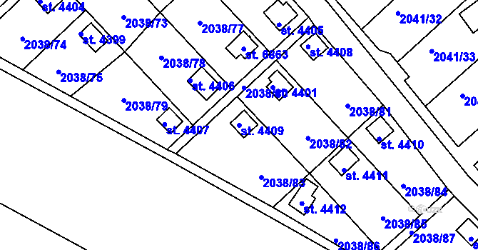 Parcela st. 4409 v KÚ Chrudim, Katastrální mapa