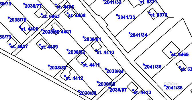 Parcela st. 4410 v KÚ Chrudim, Katastrální mapa