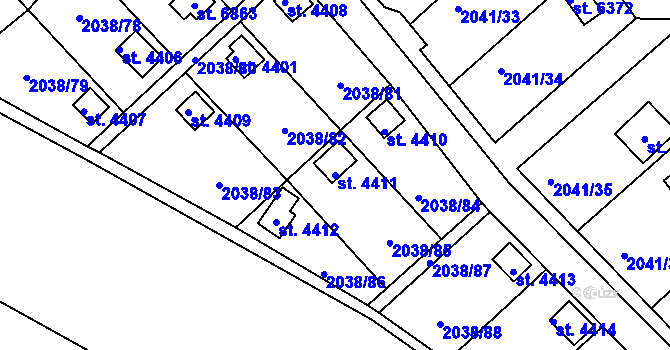 Parcela st. 4411 v KÚ Chrudim, Katastrální mapa