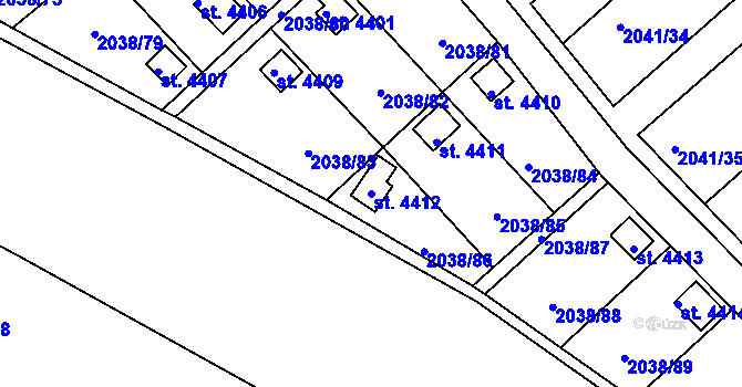 Parcela st. 4412 v KÚ Chrudim, Katastrální mapa