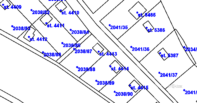 Parcela st. 4413 v KÚ Chrudim, Katastrální mapa