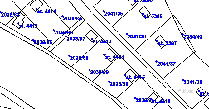 Parcela st. 4414 v KÚ Chrudim, Katastrální mapa