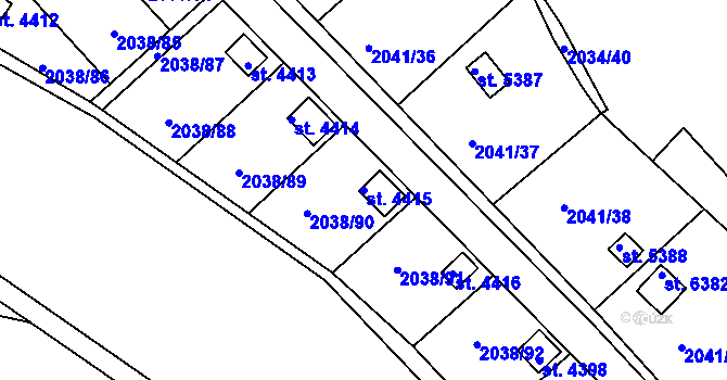 Parcela st. 4415 v KÚ Chrudim, Katastrální mapa