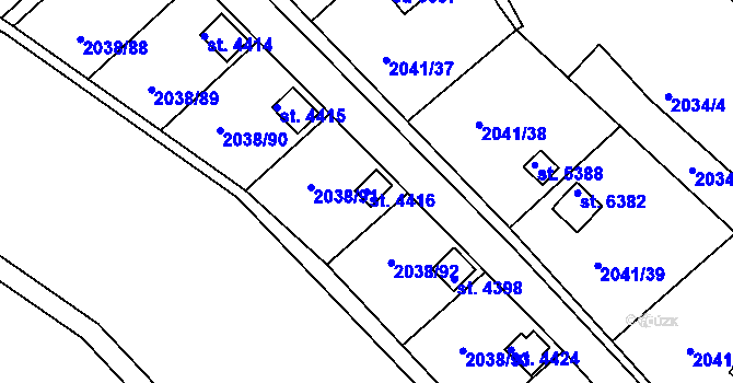 Parcela st. 4416 v KÚ Chrudim, Katastrální mapa