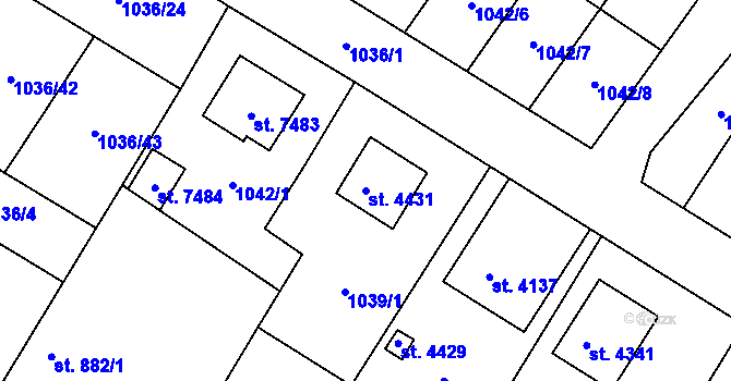 Parcela st. 4431 v KÚ Chrudim, Katastrální mapa