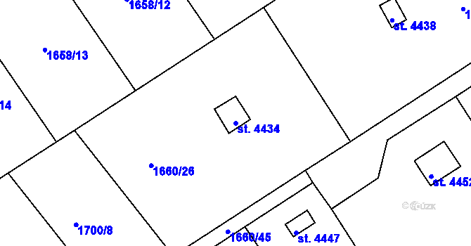 Parcela st. 4434 v KÚ Chrudim, Katastrální mapa