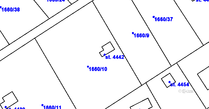 Parcela st. 4442 v KÚ Chrudim, Katastrální mapa