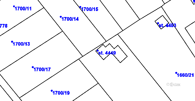Parcela st. 4449 v KÚ Chrudim, Katastrální mapa