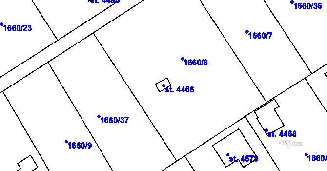 Parcela st. 4466 v KÚ Chrudim, Katastrální mapa