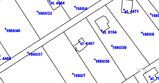 Parcela st. 4467 v KÚ Chrudim, Katastrální mapa