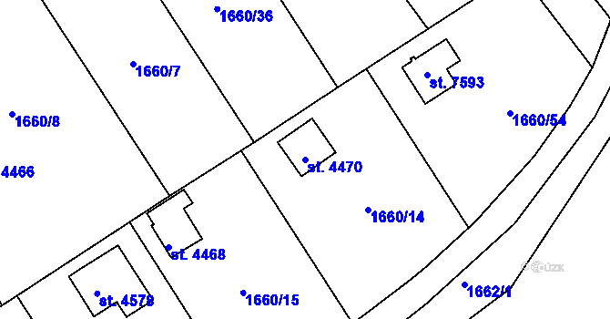 Parcela st. 4470 v KÚ Chrudim, Katastrální mapa