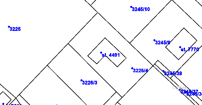 Parcela st. 4491 v KÚ Chrudim, Katastrální mapa