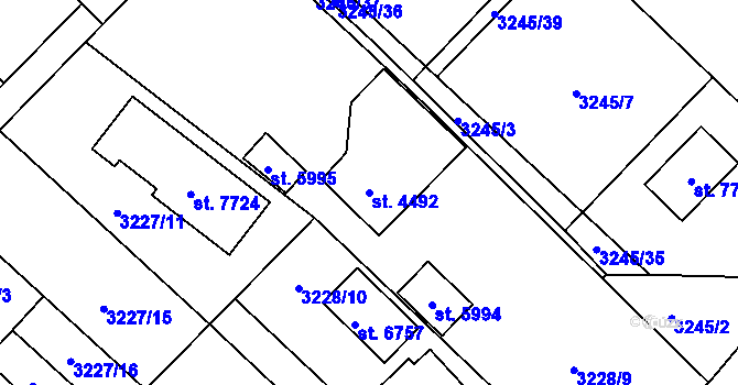 Parcela st. 4492 v KÚ Chrudim, Katastrální mapa