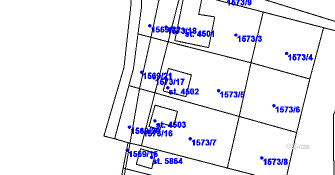 Parcela st. 4502 v KÚ Chrudim, Katastrální mapa