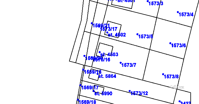 Parcela st. 4503 v KÚ Chrudim, Katastrální mapa