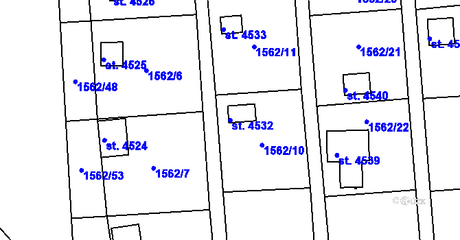 Parcela st. 4532 v KÚ Chrudim, Katastrální mapa